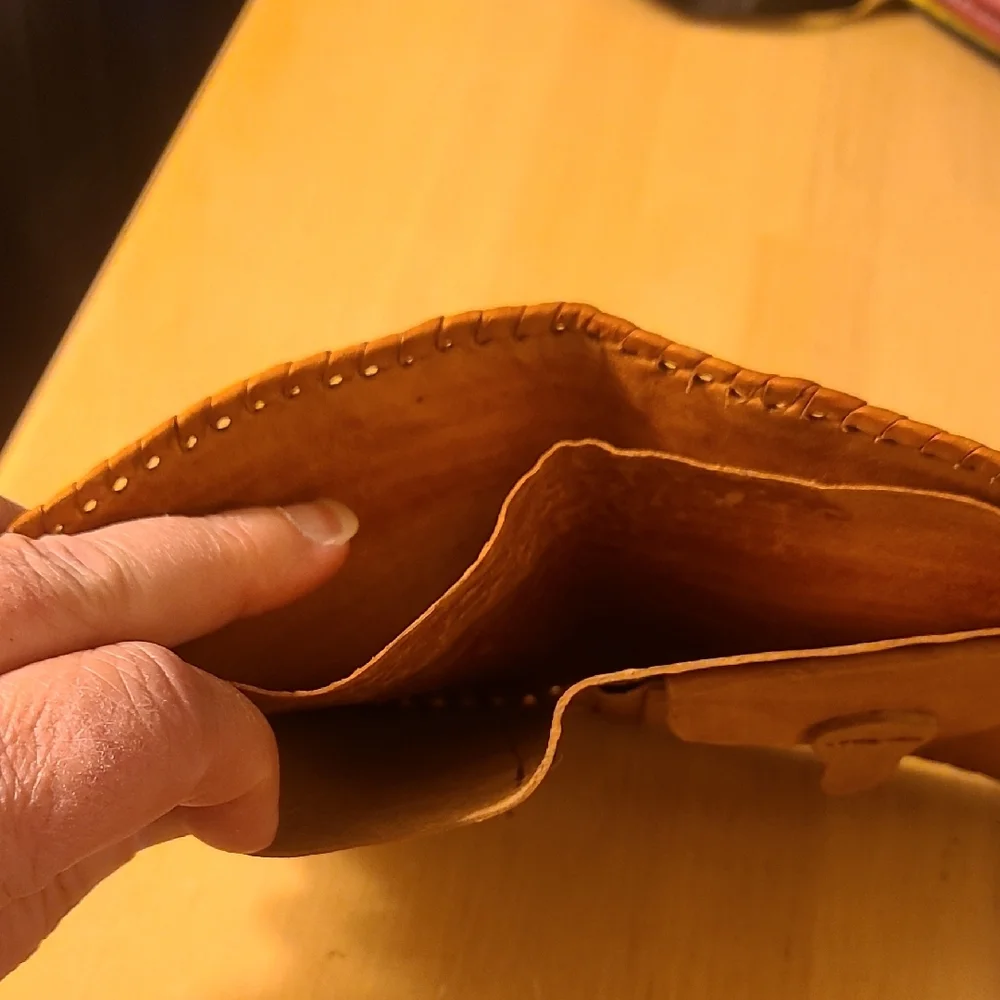 Artisan Tan Leather Wallet with Elephant Design